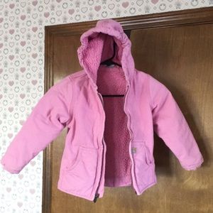 Girls 4T pink Sherpa lined Carhartt work coat